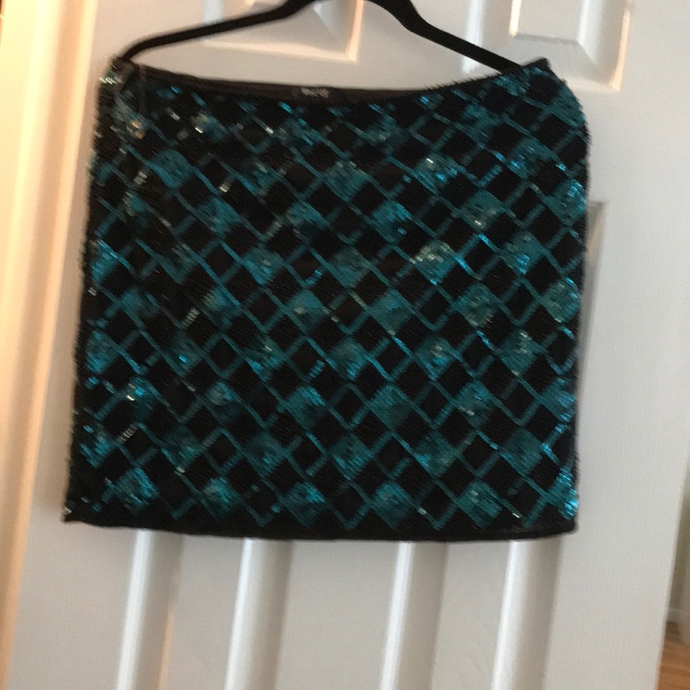 Green and black beaded mini skirt